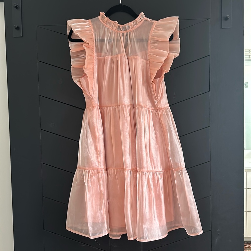 Red dress boutique pink babydoll tiered dress
